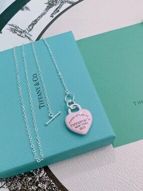 Tiffany & Co. Pink Heart Lock Pendant Necklace